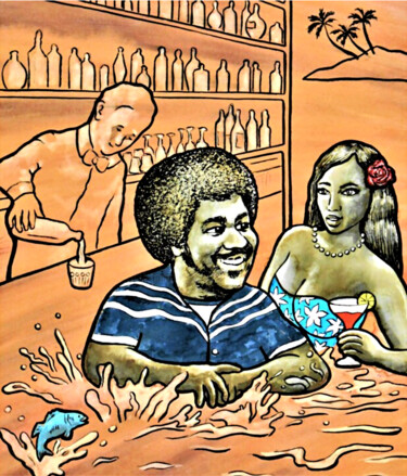 Painting titled "George Duke part 1:…" by Noël Van Hoof, Original Artwork, Watercolor