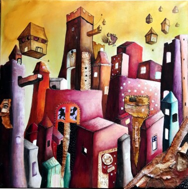Painting titled "L'exode" by Magali Trivino, Original Artwork, Acrylic