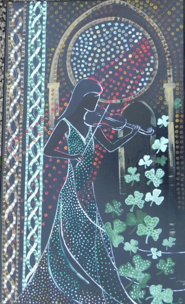 Peinture intitulée "violoniste celte" par Jacques Pierre Pichon, Œuvre d'art originale, Acrylique