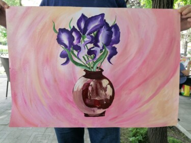 绘画 标题为“Bouquet of irises” 由Sanja Jancic, 原创艺术品, 丙烯