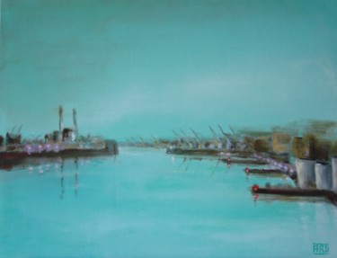 Pintura titulada "Port au petit matin" por André Robert Deschamps, Obra de arte original, Acrílico