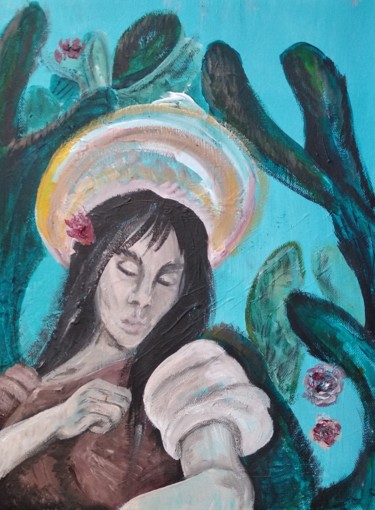绘画 标题为“Madonna among the C…” 由Laura Tuča, 原创艺术品, 丙烯