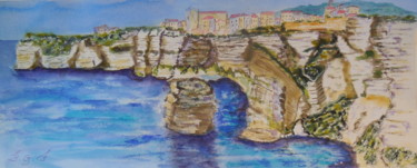 Peinture intitulée "Bonifacio (carnet d…" par Genevieve Fraysse, Œuvre d'art originale, Aquarelle