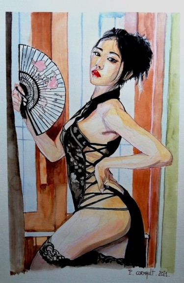 Peinture intitulée "Vevavalentine" par Philippe Cormault, Œuvre d'art originale, Aquarelle