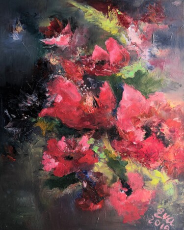 제목이 "les fleures rouges"인 미술작품 Eva Lesil로, 원작, 기름