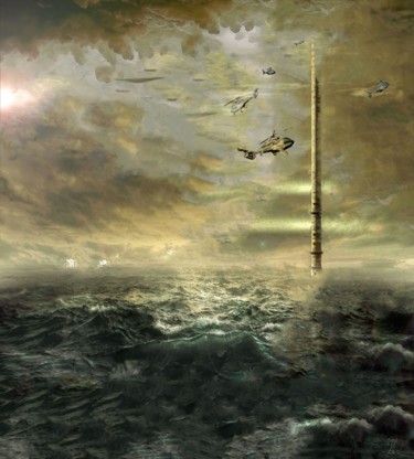 数字艺术 标题为“Le phare de Dyardyn” 由Jean Levant, 原创艺术品, 数字油画