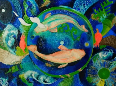 Sirius. Keep the balance. Сириус. Удержать равновесие. 绘画 标题为“Sirius. Keep the ba…” 由Victoria Golovina, 原创艺术品, 丙烯 安装在木质担架架上