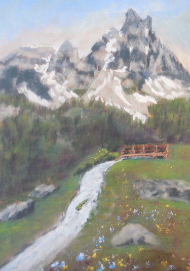 Peinture intitulée "Hautes Alpes (sur l…" par Genevieve Fraysse, Œuvre d'art originale, Pastel