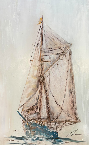 绘画 标题为“Blue Schooner” 由Koorosh Nejad, 原创艺术品, 丙烯