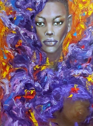 Painting titled "Saintpaulia" by Julia Tokar (Jt), Original Artwork, Oil