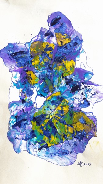 Schilderij getiteld "Lavender Blue" door Marianne Huizinga, Origineel Kunstwerk, Acryl