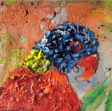 Painting titled "LORO" by Soraya Quintana Quiñones, Original Artwork, Acrylic Mounted on Wood Stretcher frame