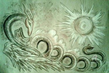Dragon enchanted by the Sun 图画 标题为“Dragon enchanted by…” 由Karolina Ingo (Karolina Navi -Ingo), 原创艺术品, 粉彩