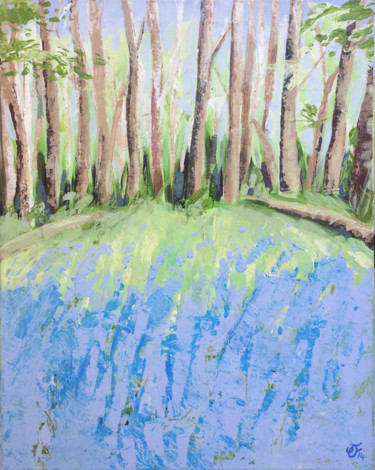 Painting titled "Sous bois au printe…" by Christel Fréon, Original Artwork, Acrylic