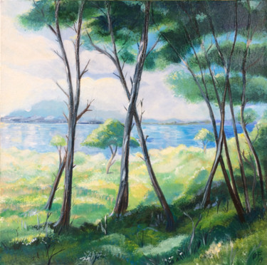 Verte pinède Peinture intitulée "Verte pinède" par Christel Fréon, Œuvre d'art originale, Acrylique