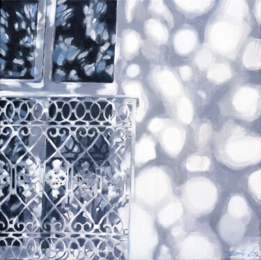Painting titled "Fluttering shadows" by Dita Lūse, Original Artwork, Oil Mounted on Wood Stretcher frame