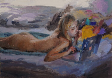 Peinture intitulée "Pomme" par Manuel Leonardi, Œuvre d'art originale, Huile
