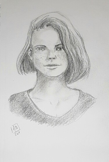 제목이 "PORTRAIT JEUNE IRLA…"인 그림 Alain Devienne로, 원작, 연필