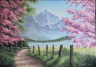 제목이 "Spring Pink trees"인 미술작품 Daniela Dusa로, 원작, 아크릴