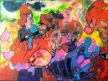 Imagerie du subconscient 6 Peinture intitulée "Imagerie du subcons…" par Pinkivioletblue, Œuvre d'art originale, Acrylique Monté sur Châssis en bois