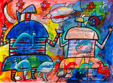 Malerei mit dem Titel "African World" von Eric Tournaire, Original-Kunstwerk, Acryl