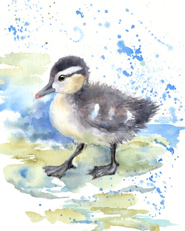 绘画 标题为“Duckling 2” 由Alyona Masterkova, 原创艺术品, 水彩