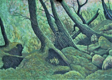 Drawing titled "Forest.2" by Ari Reinikainen, Original Artwork, Pastel