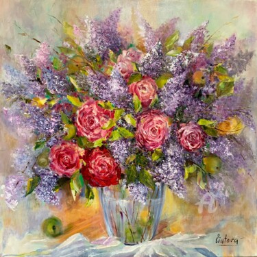 Bouquet aux pommes Painting titled "Bouquet aux pommes" by Olga Liutova-Amplatz, Original Artwork, Oil