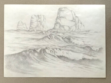 图画 标题为“Les mers du souffle” 由Olivier Charlot, 原创艺术品, 铅笔