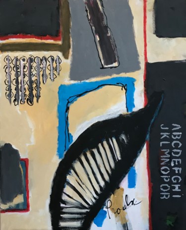 Painting titled "Maison bleue" by Johanne Proulx, Original Artwork, Acrylic