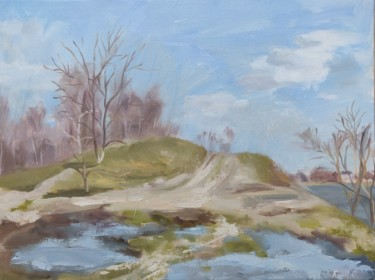 Spring landscape Malarstwo zatytułowany „Spring landscape” autorstwa Екатерина Устинская, Oryginalna praca, Olej