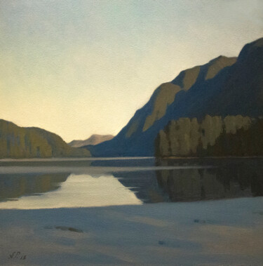 Painting titled "Buntzen Lake" by Andrey Pingachev, Original Artwork, Oil