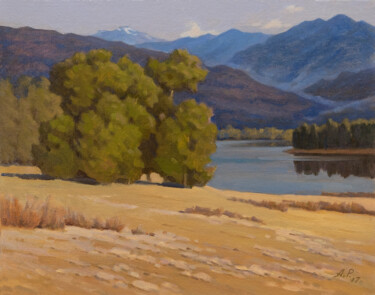 Painting titled "Morning in the moun…" by Andrey Pingachev, Original Artwork, Oil