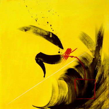 2011-Yellow-1-Acrylique sur toile-130 cm x 130 cm Peinture intitulée "2011-Yellow-1-Acryl…" par Corine Sylvia Congiu, Œuvre d'art originale, Acrylique Monté sur Châssis en bo…