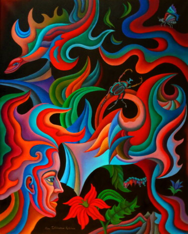 Painting titled "secret garden" by Aresina, Original Artwork, Oil