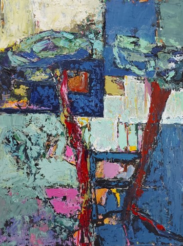 Painting titled "Troncs en feu" by Ferracci, Original Artwork, Acrylic
