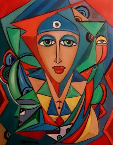 Pittura intitolato "Ясновидящая" da Olena Blinnikova, Opera d'arte originale, Olio Montato su Telaio per barella in legno