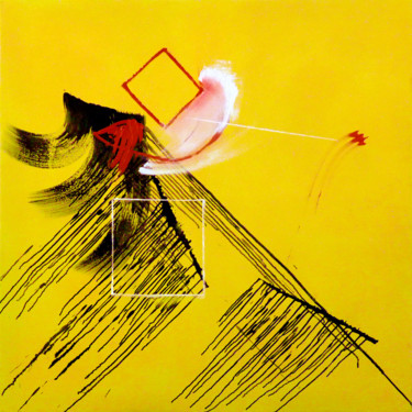 2011-Yellow-3-Acrylique sur toile-130 cm x 130 cm Peinture intitulée "2011-Yellow-3-Acryl…" par Corine Sylvia Congiu, Œuvre d'art originale, Acrylique