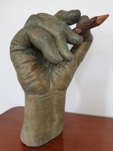 Sculpture intitulée "Sculpture main en a…" par Claude Adda, Œuvre d'art originale, Argile