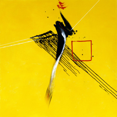 2011-Yellow-4-Acrylique sur toile-130 cm x 130 cm Peinture intitulée "2011-Yellow-4-Acryl…" par Corine Sylvia Congiu, Œuvre d'art originale, Acrylique Monté sur Châssis en bo…