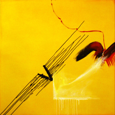 2011-Yellow-5-Acrylique sur toile-130 cm x 130 cm Peinture intitulée "2011-Yellow-5-Acryl…" par Corine Sylvia Congiu, Œuvre d'art originale, Acrylique Monté sur Châssis en bo…