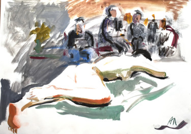 제목이 ""Сеанс в мастерской""인 그림 Анна Лагеда로, 원작, 구아슈