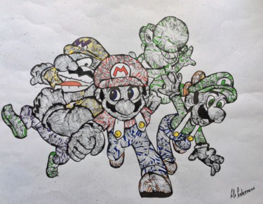 绘画 标题为“Mario crew” 由Lola Ledermann, 原创艺术品, 墨