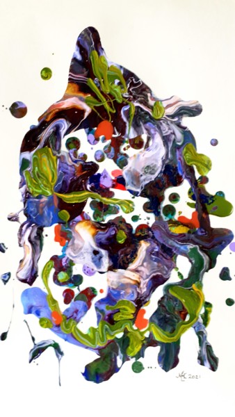 Schilderij getiteld "Demons inside" door Marianne Huizinga, Origineel Kunstwerk, Acryl
