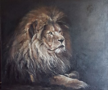 Painting titled "ЛЕВ" by Natali Didukh, Original Artwork, Oil