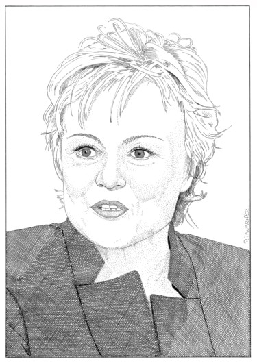 Dessin intitulée "Muriel Robin" par Pascal Tavarner, Œuvre d'art originale, Encre