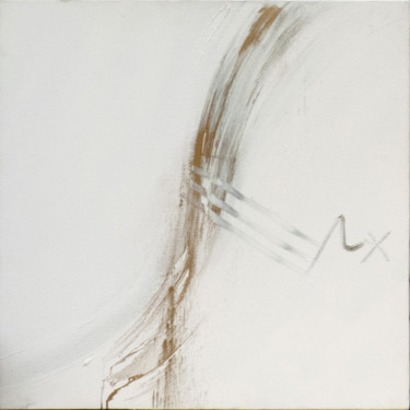 2020-Blanc-bronze-Acrylique-et-pigment-bronze-80x80cm- Peinture intitulée "2020-Blanc-bronze-A…" par Corine Sylvia Congiu, Œuvre d'art originale, Acrylique Monté sur Châssis en bo…