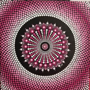 绘画 标题为“Pink Dotted Mandala” 由Dalila Martins, 原创艺术品, 丙烯