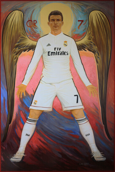 Pittura intitolato "CR7 Real" da Orest Hrytsak, Opera d'arte originale, Tempera Montato su Pannello di legno