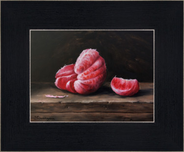 Grapefruit peeled (23x28cm, oil on panel) Painting titled "Grapefruit peeled (…" by Gevorg Sinanyan, Original Artwork, Oil Mounted on Wood Stretcher frame